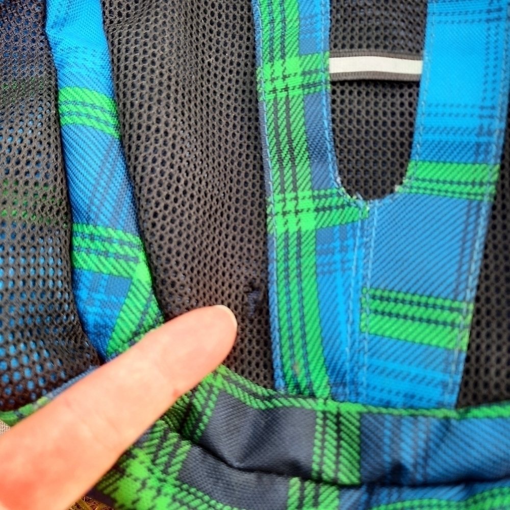 🛍 Columbia Beacon Daypack Backpack 2 water bottle pockets blue green plaid - Picture 13 of 14